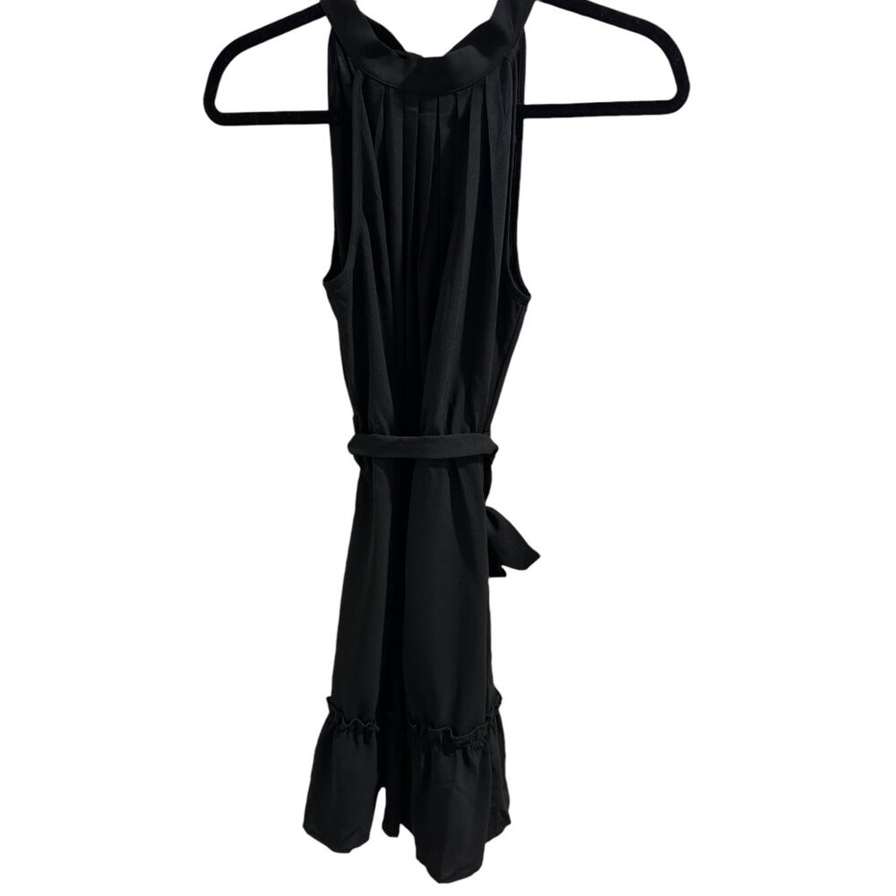 ✌️ 2/$40 ✌️  New Black Cinched Waist Knee Length Sleeveless Dress Tie Back sz S